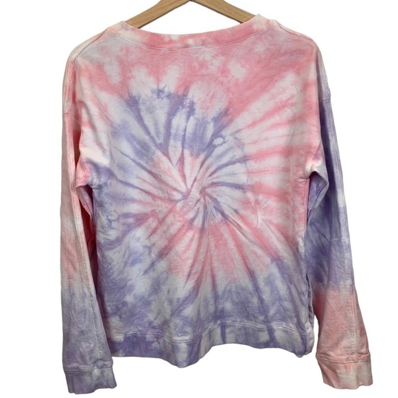Hem & Thread Tie-Dye Pink Purple Crew Neck 100% Cotton Sweatshirt Women's sz S - Picture 2 of 7